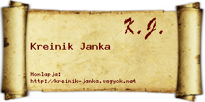 Kreinik Janka névjegykártya